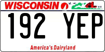WI license plate 192YEP