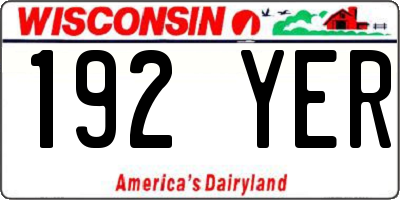 WI license plate 192YER