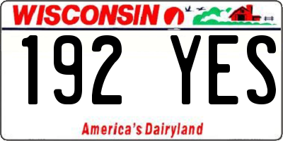 WI license plate 192YES