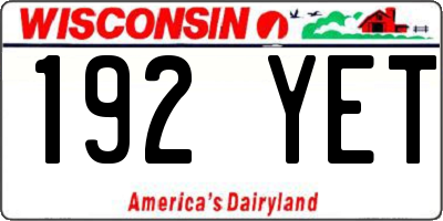 WI license plate 192YET