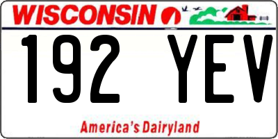 WI license plate 192YEV