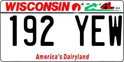 WI license plate 192YEW