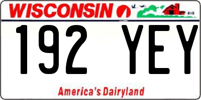 WI license plate 192YEY
