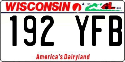 WI license plate 192YFB