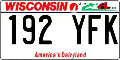 WI license plate 192YFK