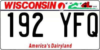 WI license plate 192YFQ