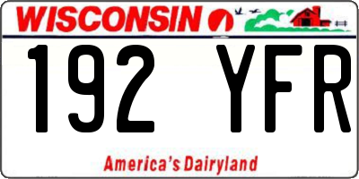 WI license plate 192YFR