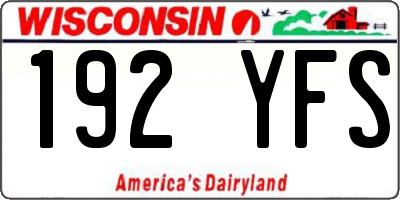 WI license plate 192YFS
