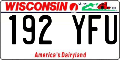 WI license plate 192YFU