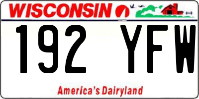 WI license plate 192YFW