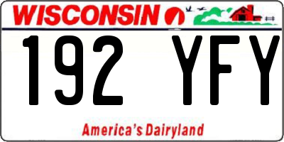 WI license plate 192YFY