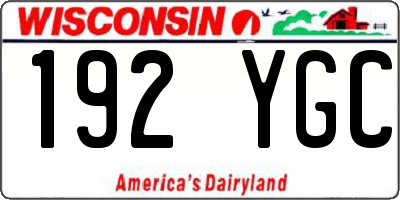 WI license plate 192YGC