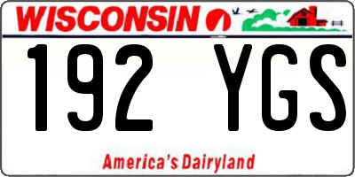 WI license plate 192YGS