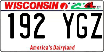 WI license plate 192YGZ