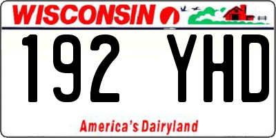 WI license plate 192YHD