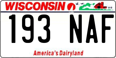 WI license plate 193NAF