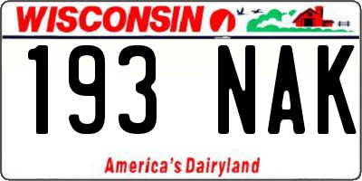 WI license plate 193NAK