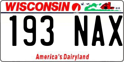 WI license plate 193NAX