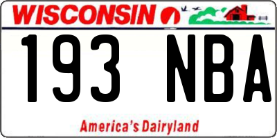 WI license plate 193NBA