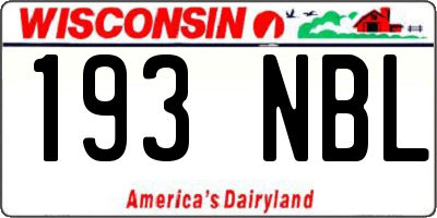 WI license plate 193NBL