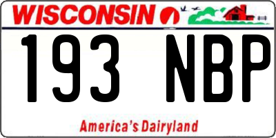 WI license plate 193NBP