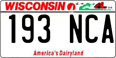 WI license plate 193NCA