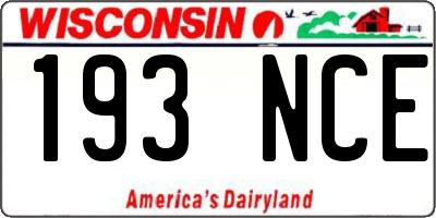 WI license plate 193NCE