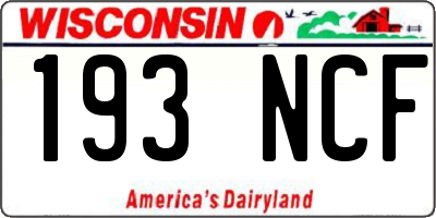 WI license plate 193NCF