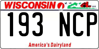 WI license plate 193NCP