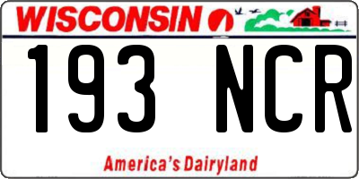WI license plate 193NCR
