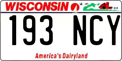 WI license plate 193NCY