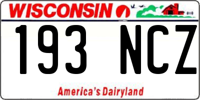 WI license plate 193NCZ