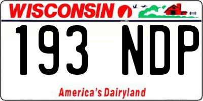 WI license plate 193NDP