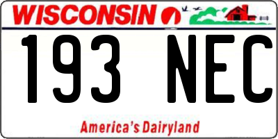 WI license plate 193NEC