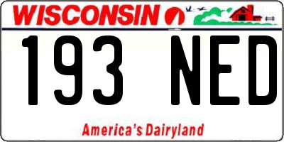 WI license plate 193NED