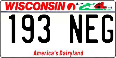 WI license plate 193NEG