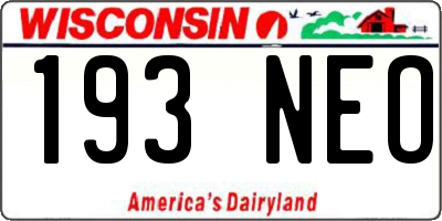 WI license plate 193NEO