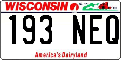 WI license plate 193NEQ