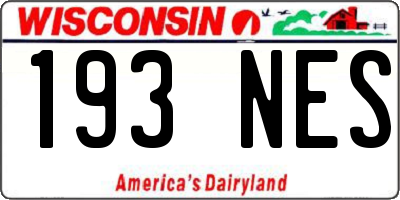 WI license plate 193NES