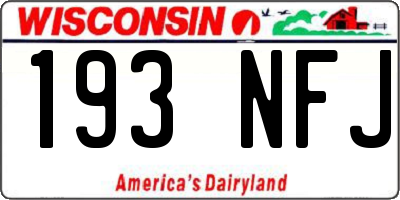 WI license plate 193NFJ