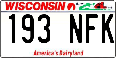 WI license plate 193NFK
