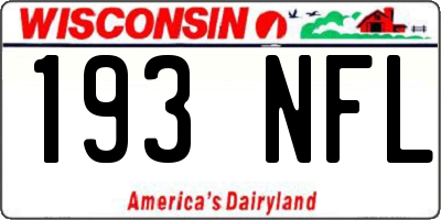WI license plate 193NFL