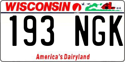WI license plate 193NGK