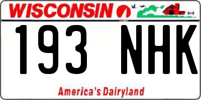 WI license plate 193NHK