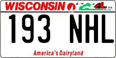 WI license plate 193NHL