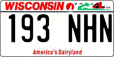 WI license plate 193NHN