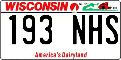 WI license plate 193NHS