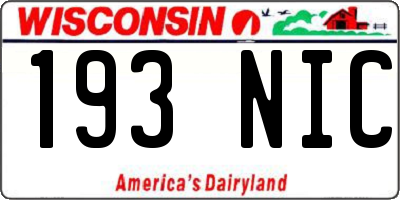 WI license plate 193NIC