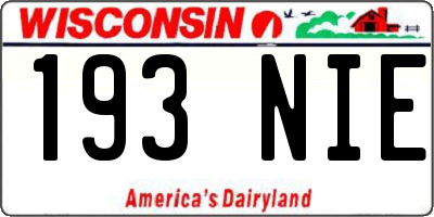 WI license plate 193NIE