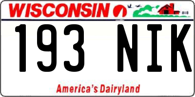 WI license plate 193NIK